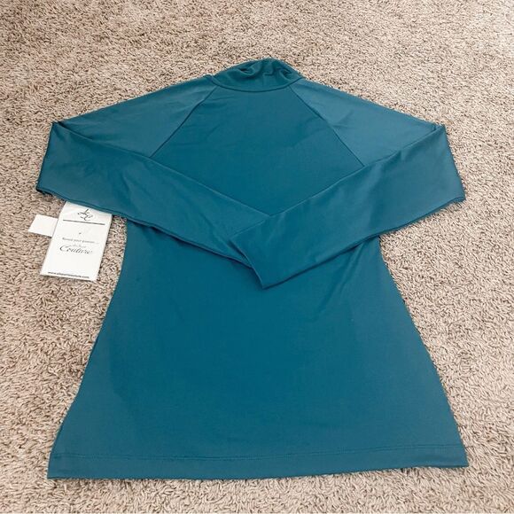 NFL All Sports Couture Aqua Blue Miami Dolphins Ruched Neck Top SZ L BNWT - Picture 4 of 10